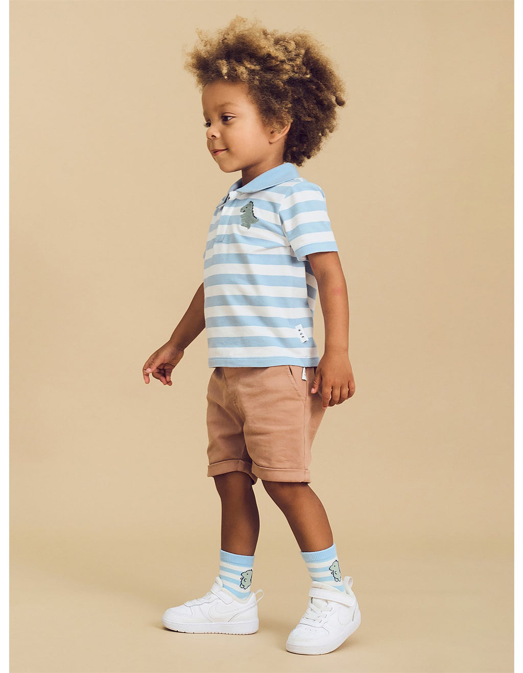 Huxbaby T-Rex Stripe Polo Shirt