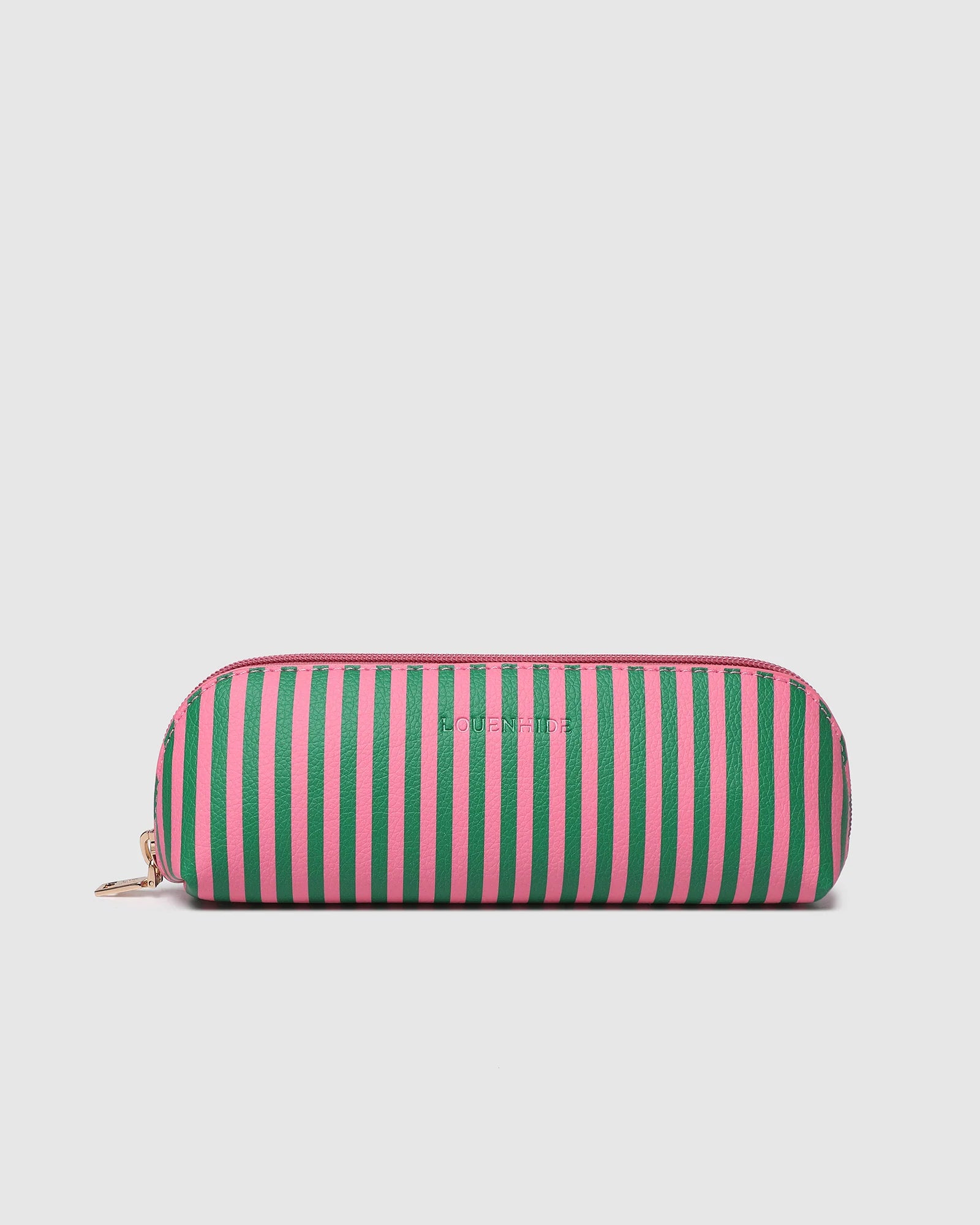 Louenhide Jayne Stripe Makeup Bag - Green/Bubblegum Pink