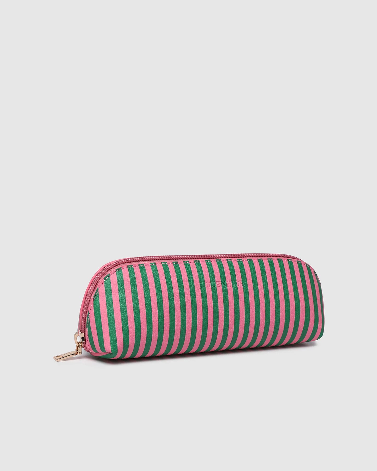 Louenhide Jayne Stripe Makeup Bag - Green/Bubblegum Pink