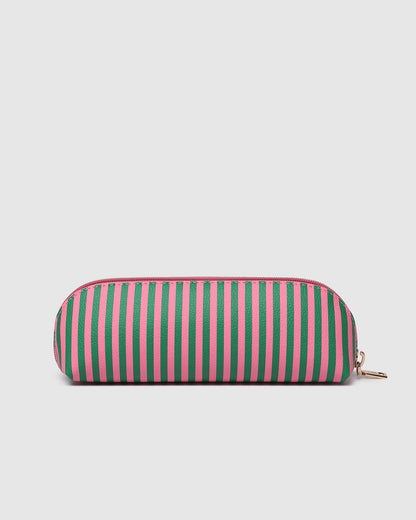 Louenhide Jayne Stripe Makeup Bag - Green/Bubblegum Pink