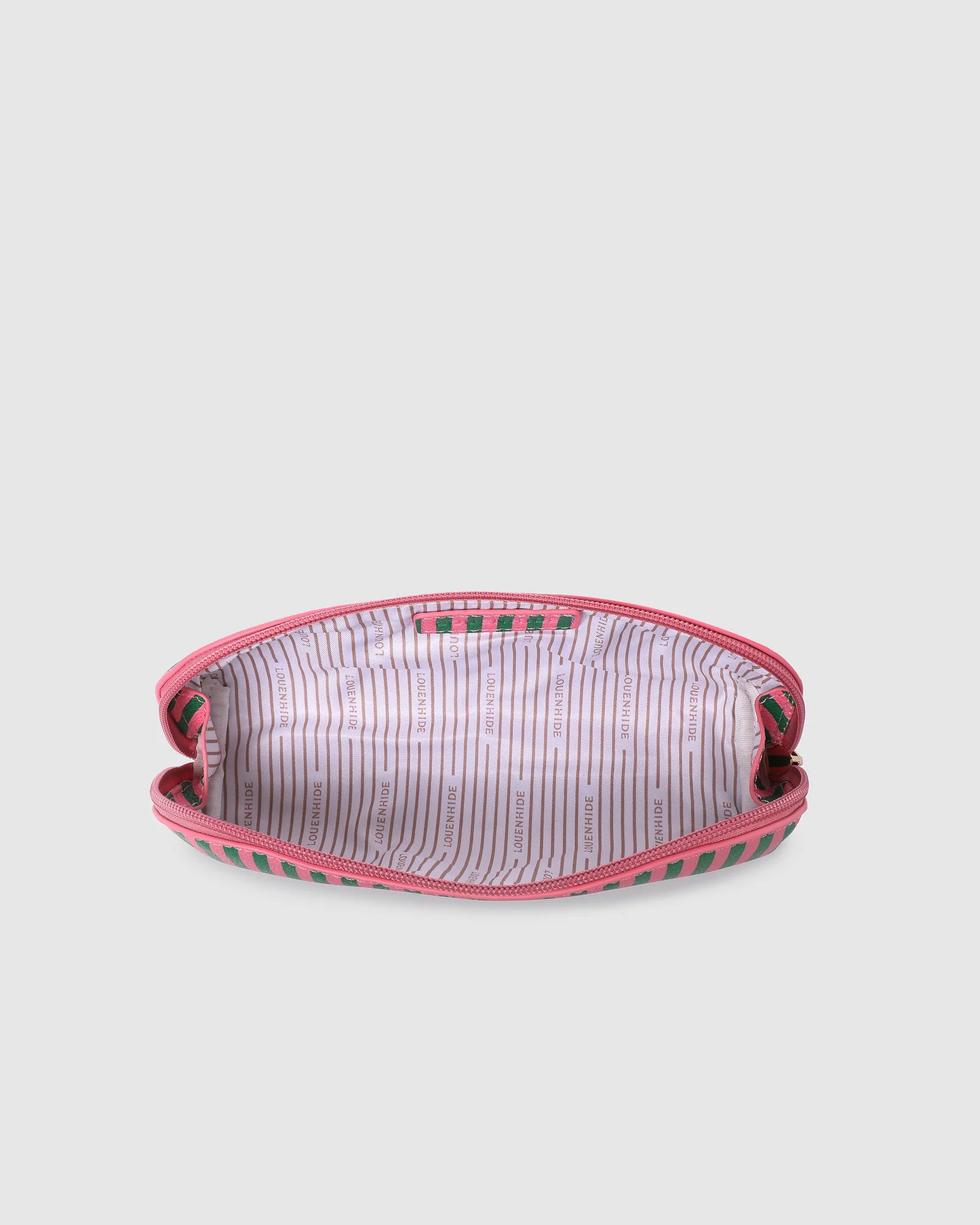 Louenhide Jayne Stripe Makeup Bag - Green/Bubblegum Pink
