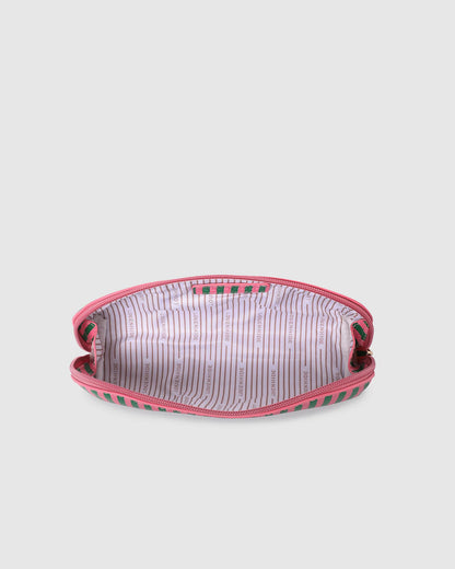 Louenhide Jayne Stripe Makeup Bag - Green/Bubblegum Pink