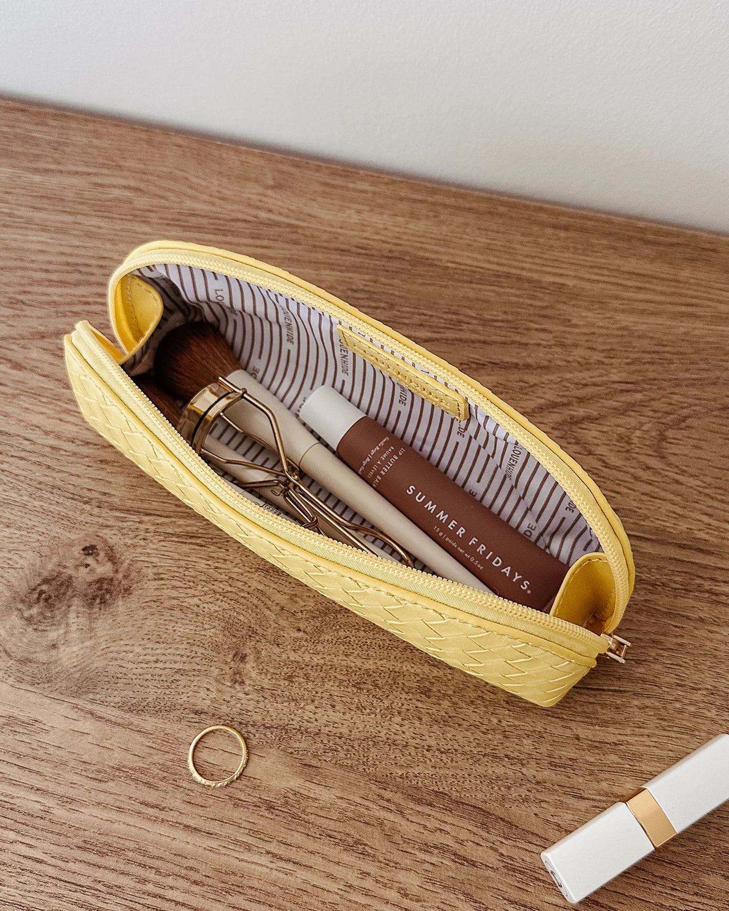 Louenhide Jayne Woven Makeup Bag - Butter Yellow