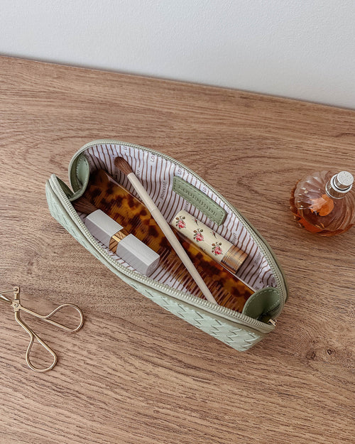 Louenhide Jayne Woven Makeup Bag - Sage Green