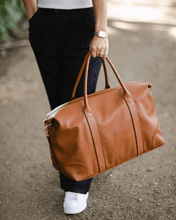 Load image into Gallery viewer, Alexis Weekender Travel Bag- Tan Stripe mop
