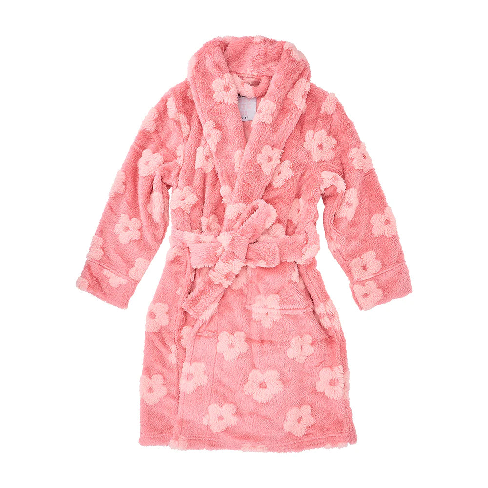 Kids Bath Robe - Embossed Flower