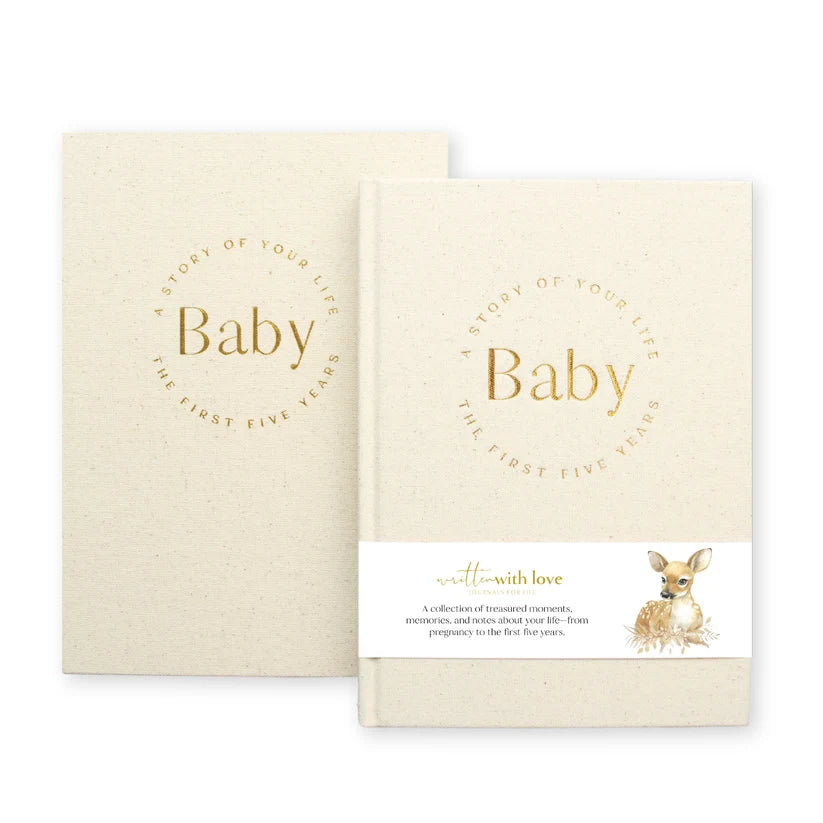 Baby Memory Book with Keepsake Box – Oatmeal Linen