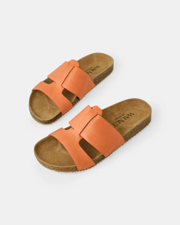 Walnut Bay Leather Slide - Orange