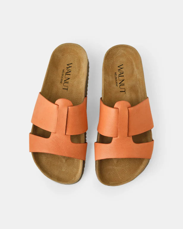 Walnut Bay Leather Slide - Orange