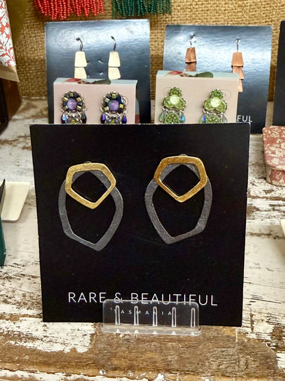 Geo Double Earring - Copper & Brass