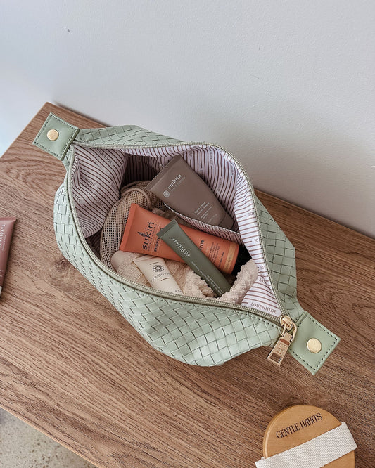 Louenhide Lucinda Woven Cosmetic Case - Sage Green