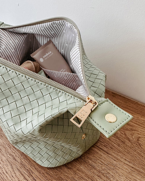 Louenhide Lucinda Woven Cosmetic Case - Sage Green