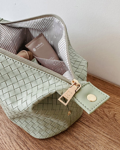 Louenhide Lucinda Woven Cosmetic Case - Sage Green
