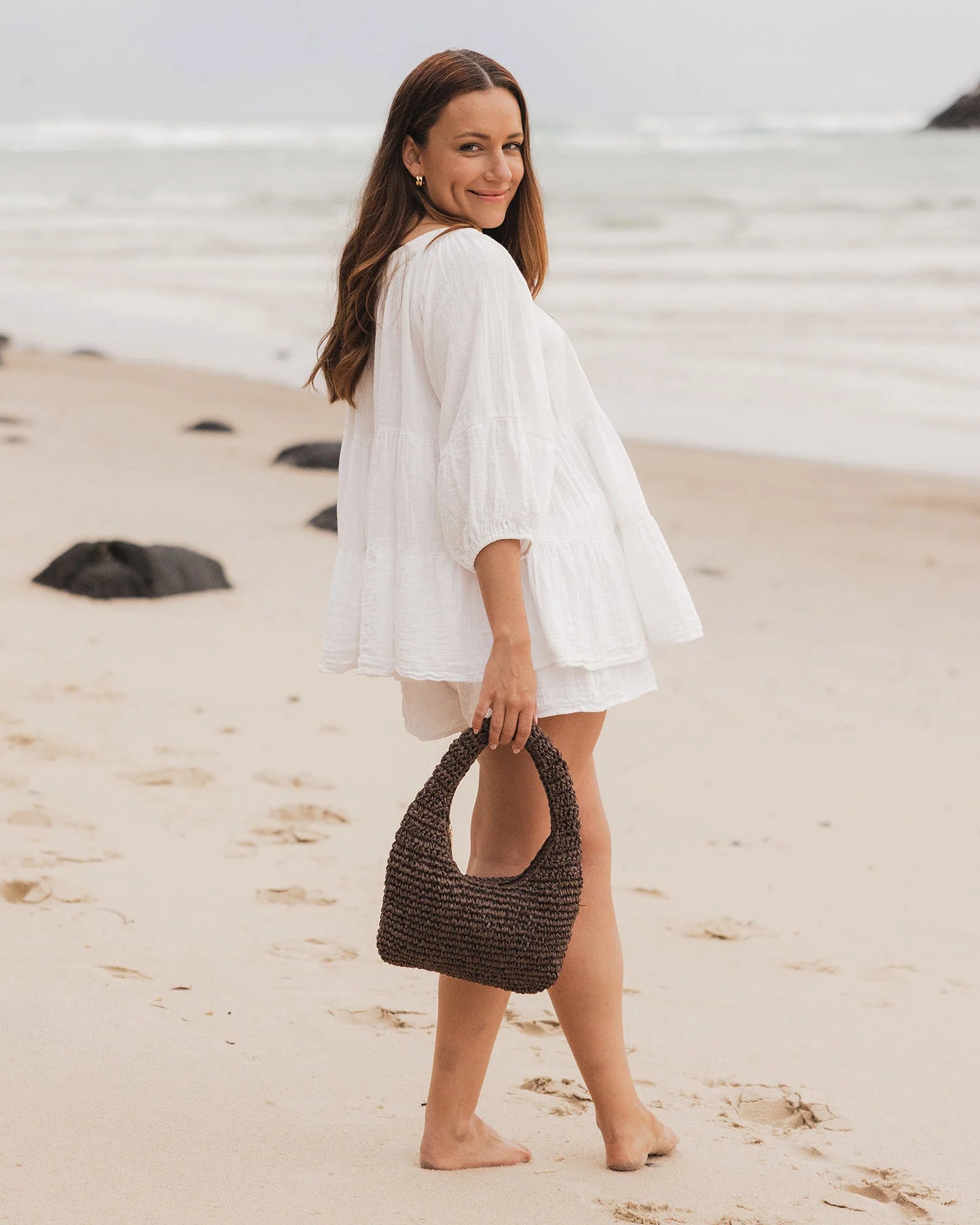 Louenhide Nellie Shoulder Bag - Raffia Chocolate