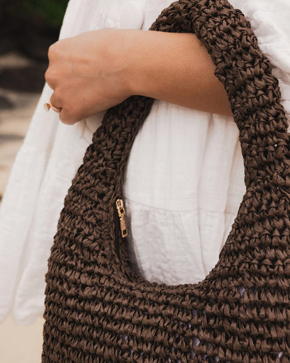 Louenhide Nellie Shoulder Bag - Raffia Chocolate