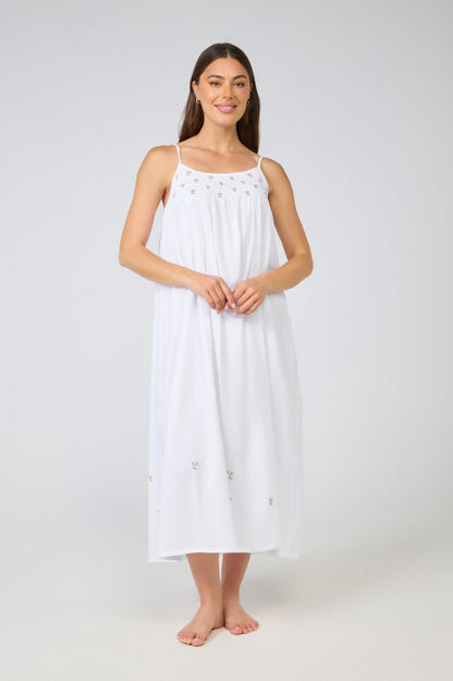 Arabella Smocking Nightie - White