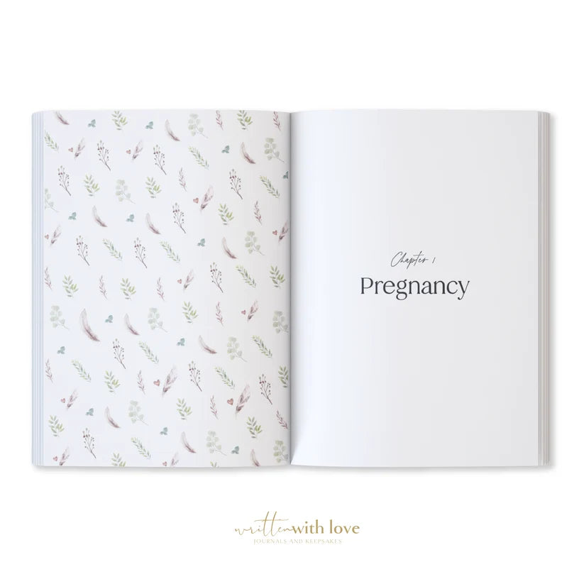 Baby Memory Book with Keepsake Box – Sage Green Linen