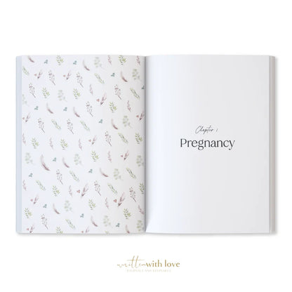 Baby Memory Book with Keepsake Box – Sage Green Linen