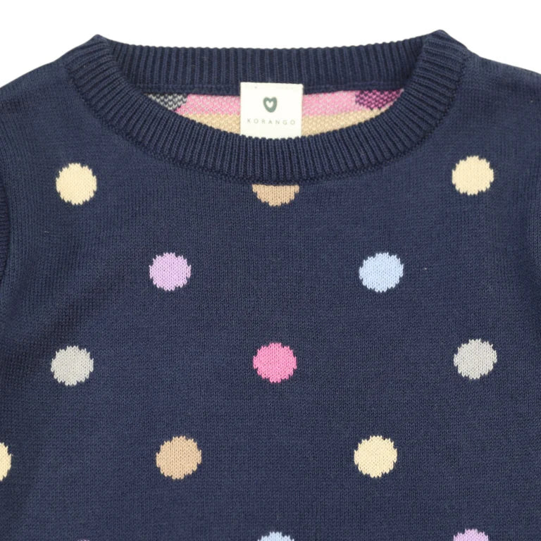 Korango Polkadot Sweater - Navy
