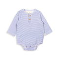 Tiny Twig Indigo Stripes Long Sleeve Henley Bodysuit
