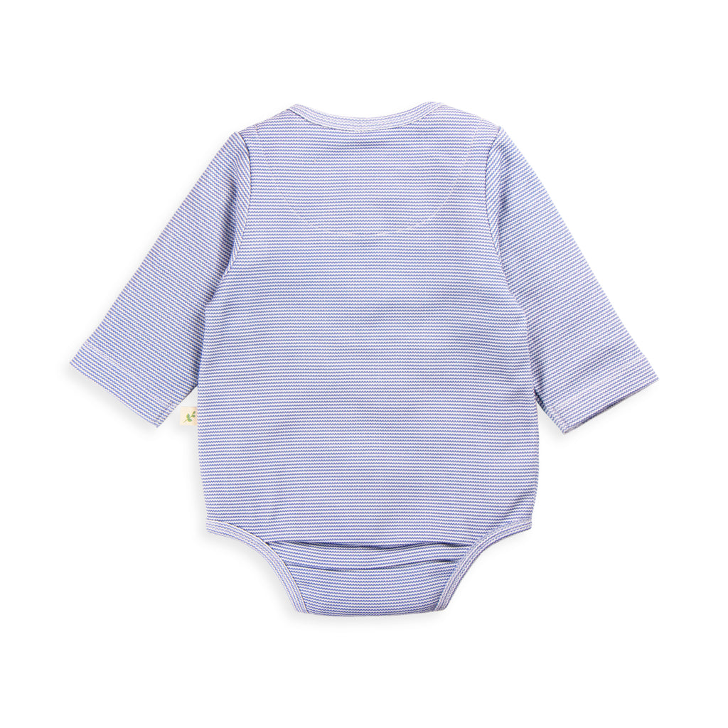 Tiny Twig Indigo Stripes Long Sleeve Henley Bodysuit