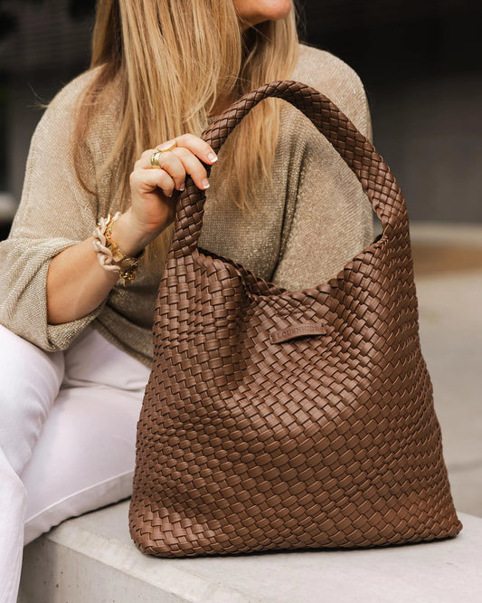 Gabby Woven Shoulder Bag | Chocolate