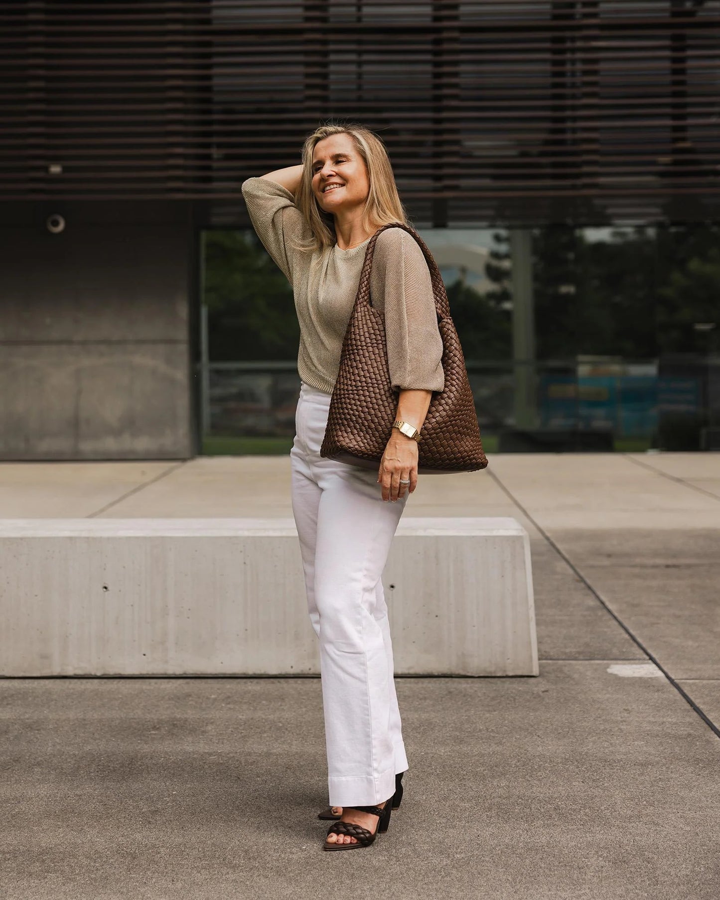 Gabby Woven Shoulder Bag | Chocolate