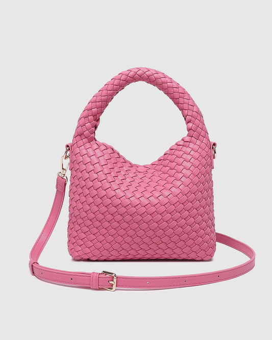 Louenhide Gabby Mini Woven Shoulder Bag- Bubblegum Pink