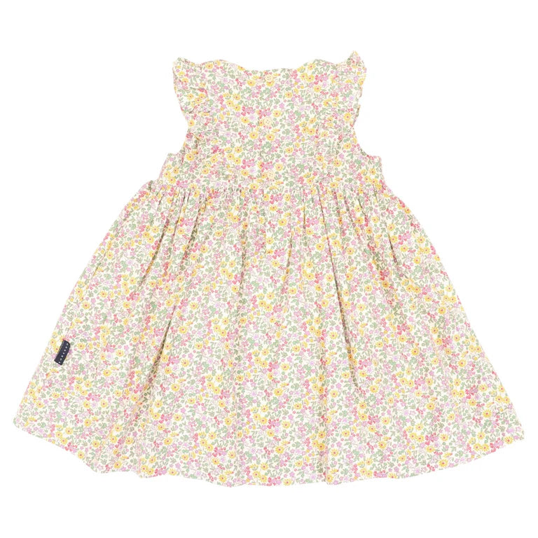 Korango Frill Smocked Dress Yellow Floral