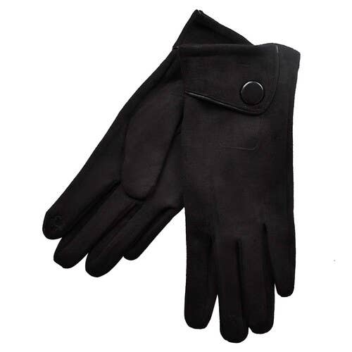 Black Big Button Cuffed Gloves