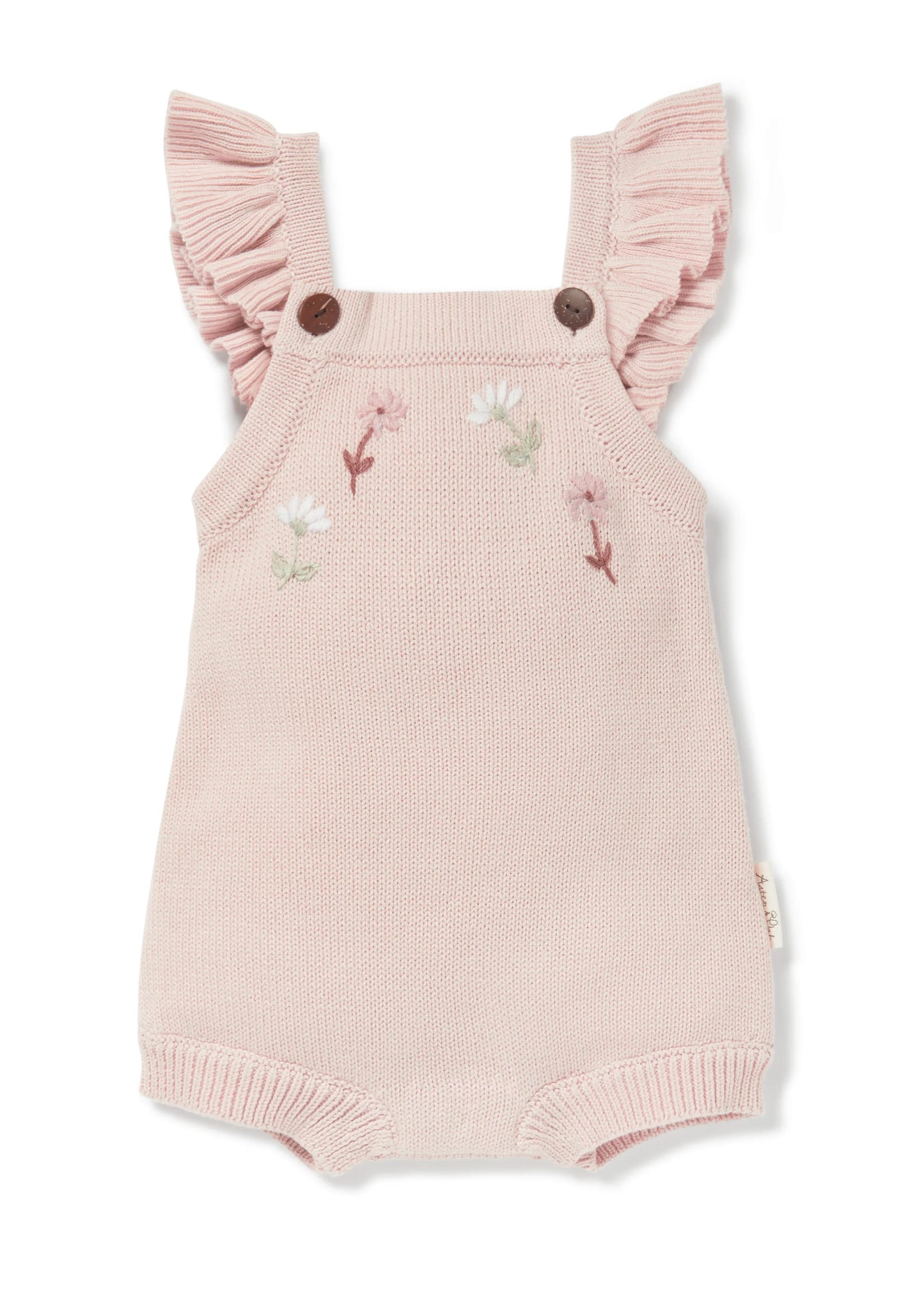 Aster & Oak Ruffle Knit Romper - Blush