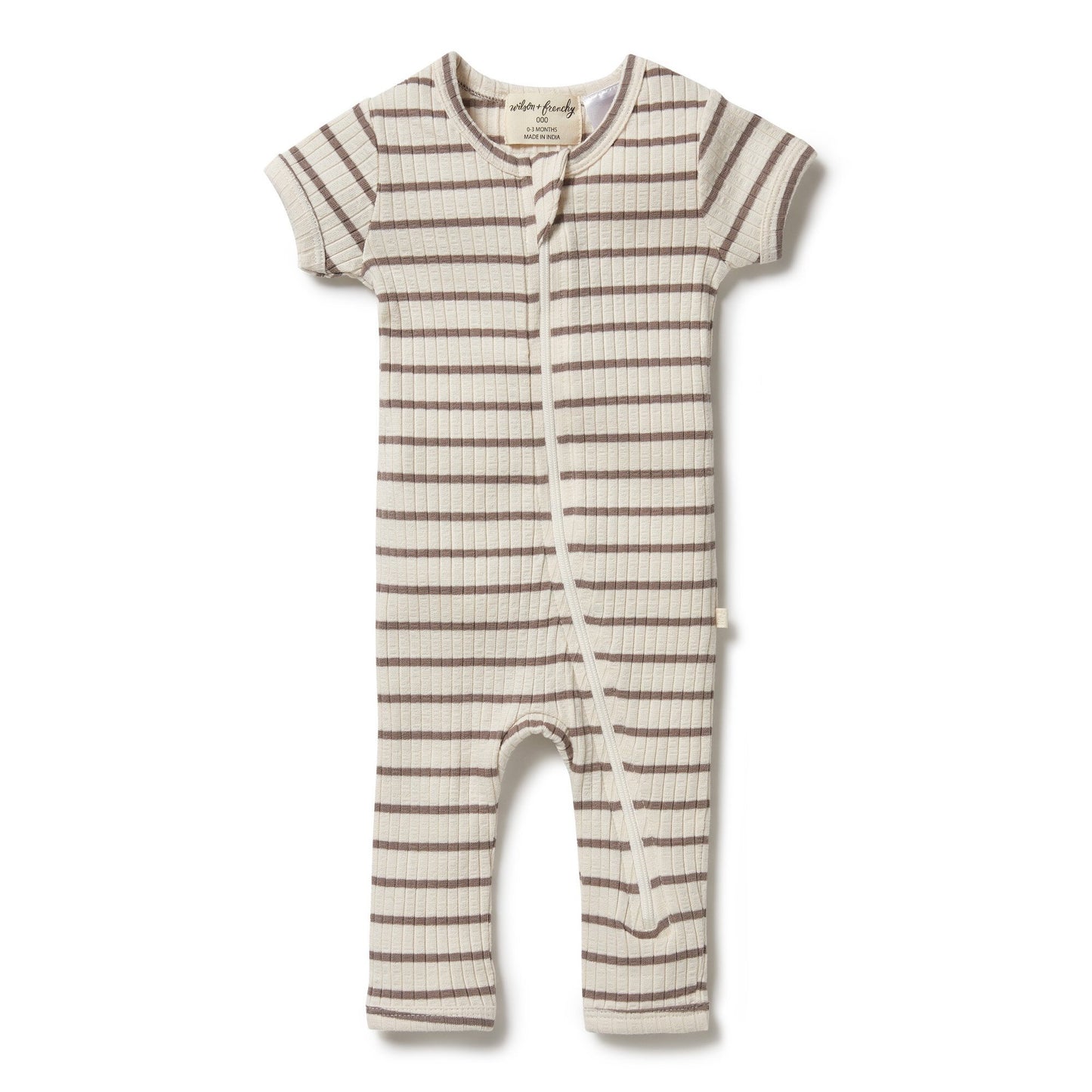Wilson & Frenchy Organic Stripe Rib Zipsuit - Hazelwood