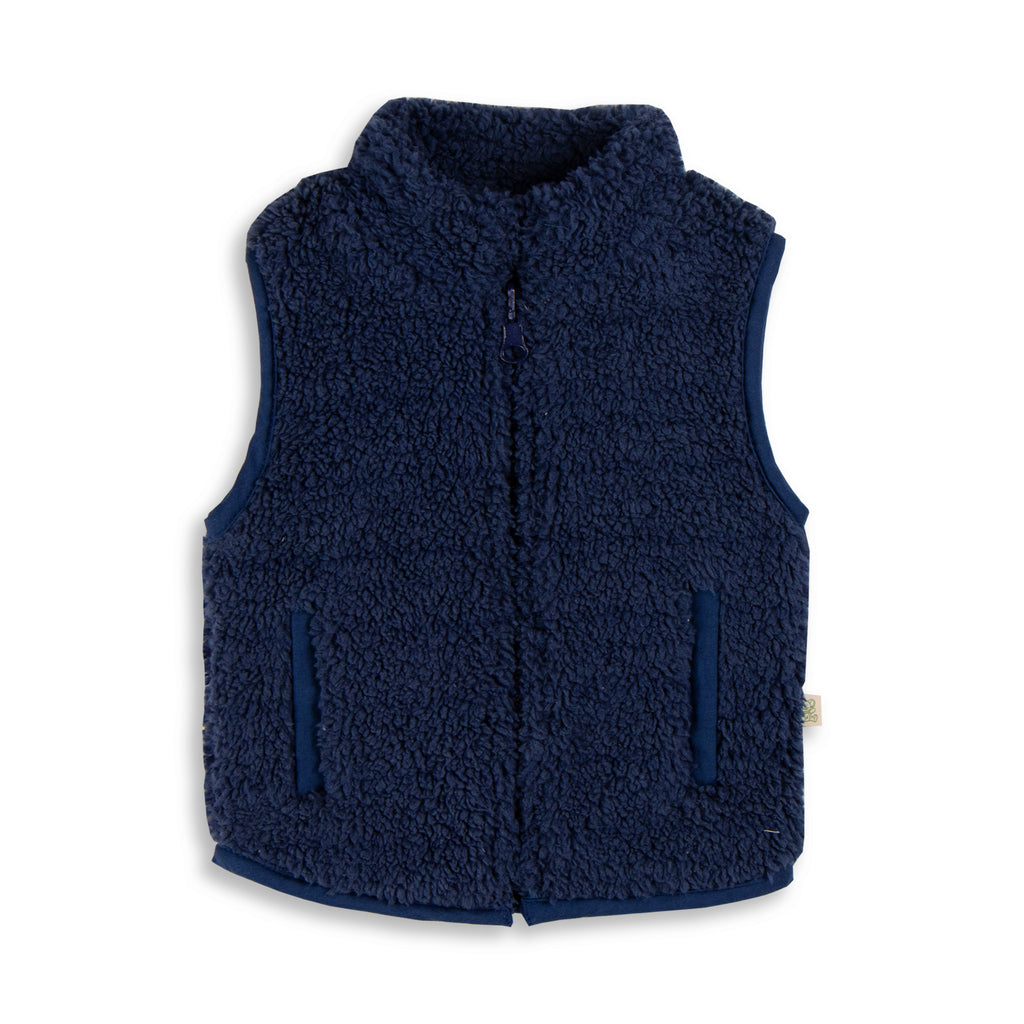 Tiny Twig Indigo Faux Lambswool Vest
