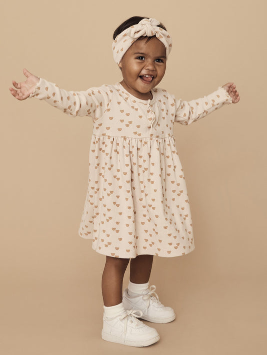 Huxbaby Beary Cute Rib Dress - Almond