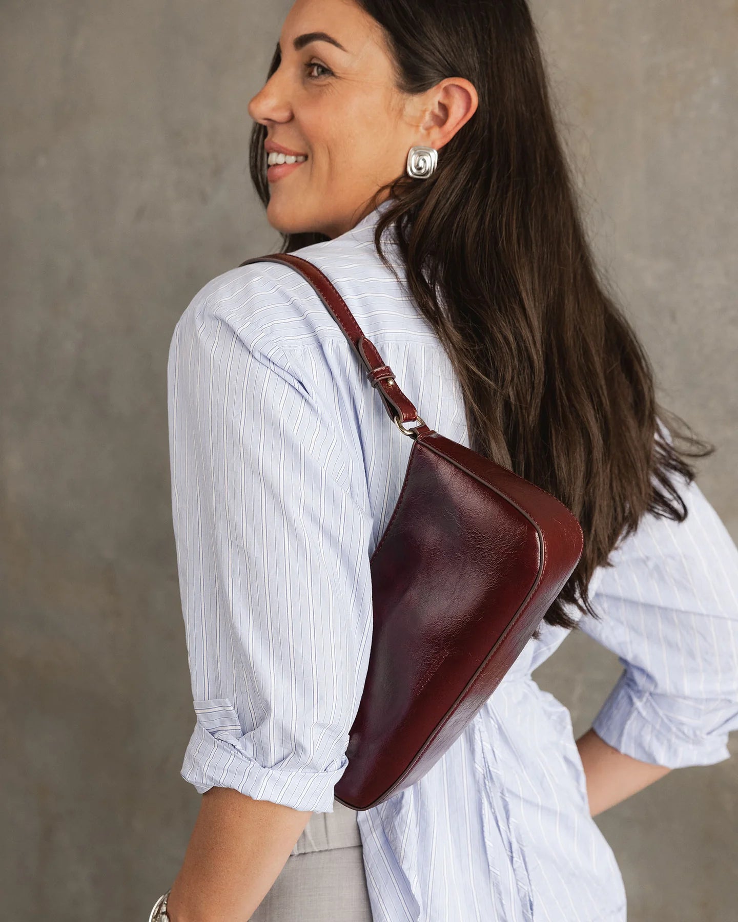 Louenhide Jacqueline Shoulder Bag - Burgundy Patent