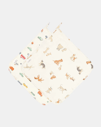 Toshi Baby Washcloth Muslin 2 pcs- Puppy Love