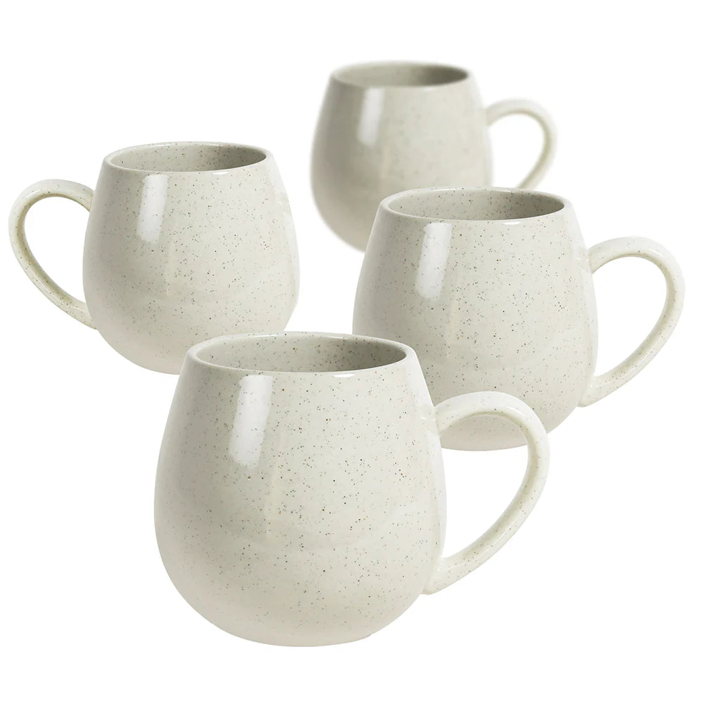 Set of 4 Hug Me Mugs | Speckled White