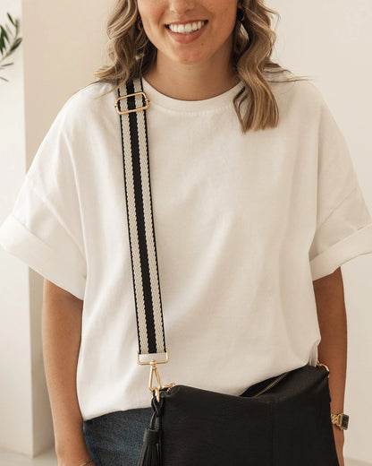 Daisy Stripe Crossbody Bag | Black