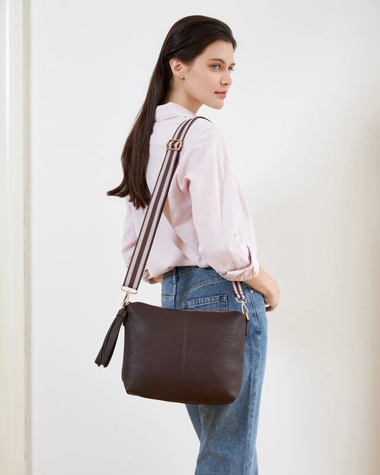 Louenhide Daisy Stripe Crossbody Bag - Chocolate