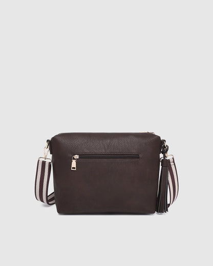 Louenhide Daisy Stripe Crossbody Bag - Chocolate