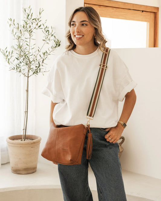 Louenhide Daisy Stripe Crossbody Bag | Tan