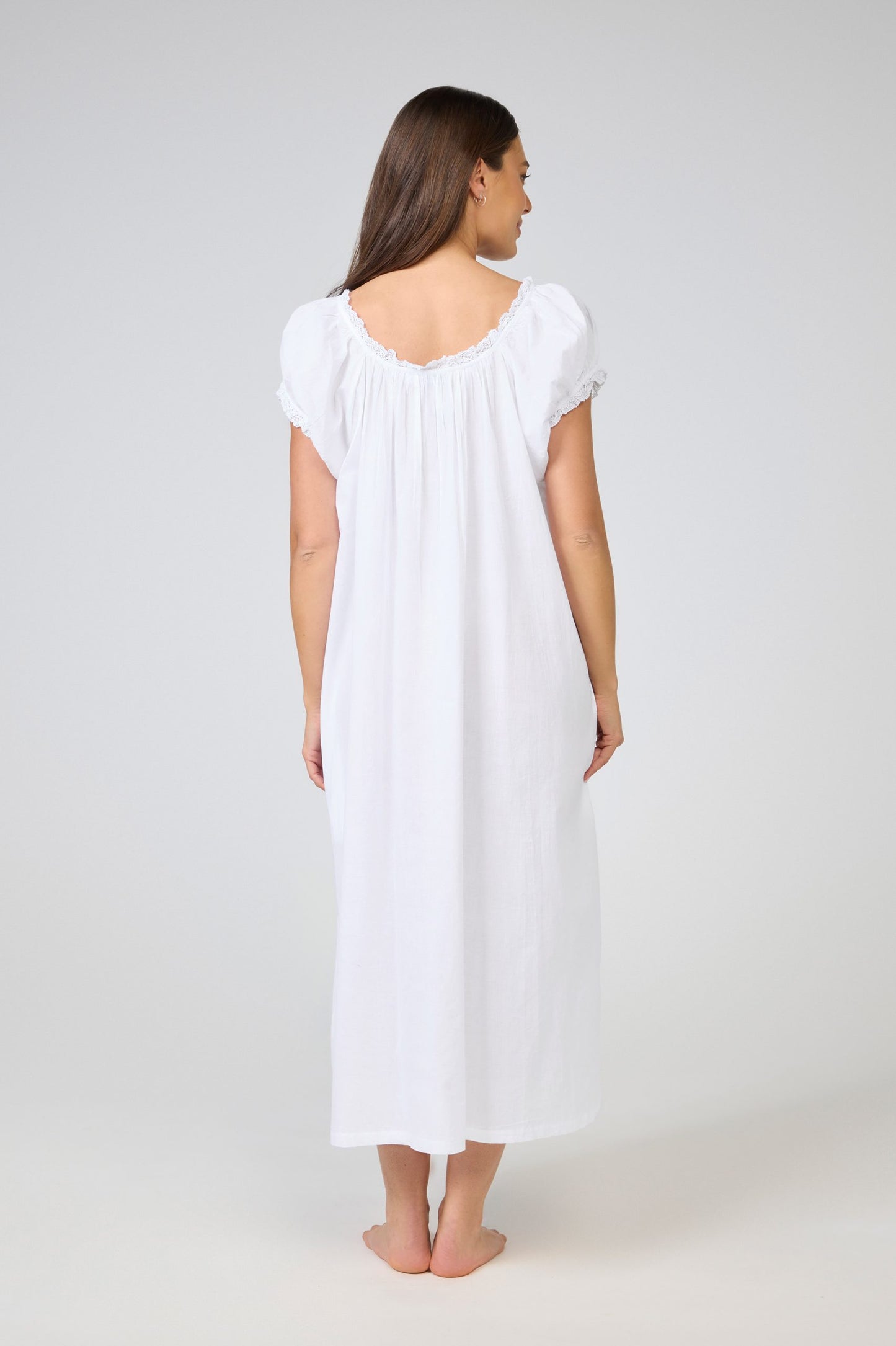 Arabella Short Sleeve Pin Tuck Nightie - White