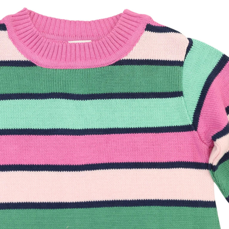Korango A-line Striped Knit Dress - Green