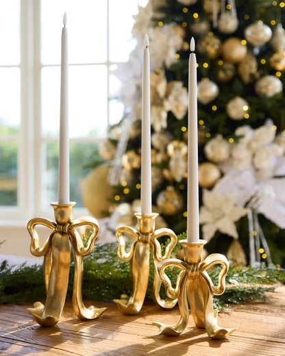 Gold Bow Candle Holder