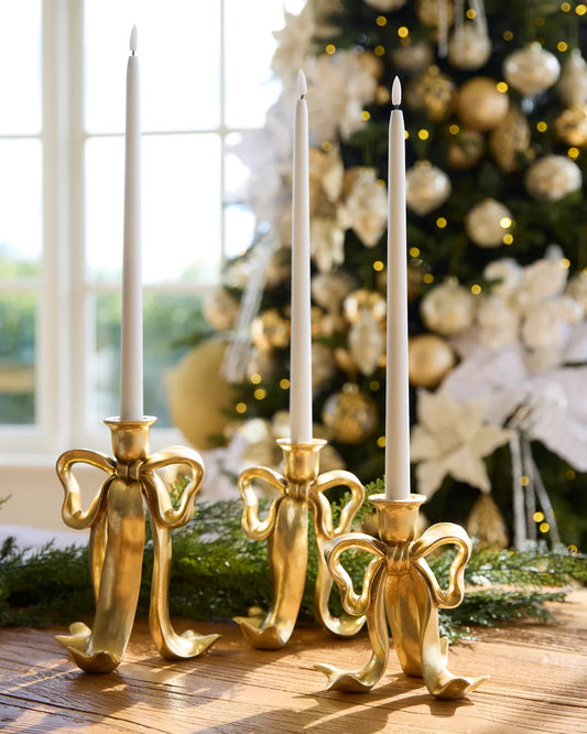 Gold Bow Candle Holder