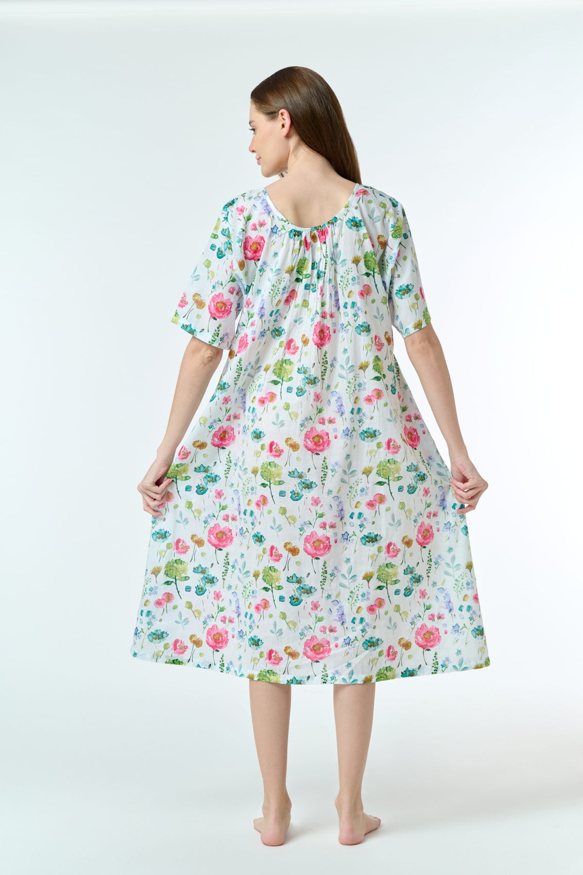 Arabella Shirred Bodice Short Sleeve Nightie