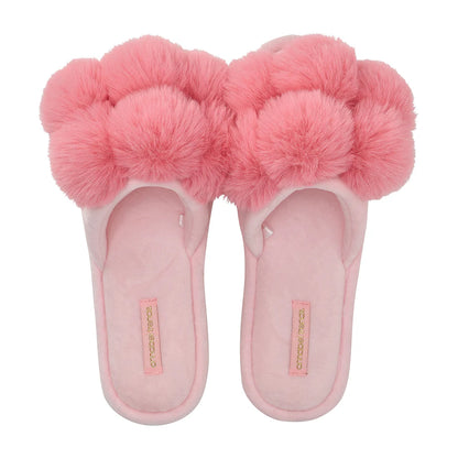 Pom Pom Slippers - Cosy Luxe - Pink
