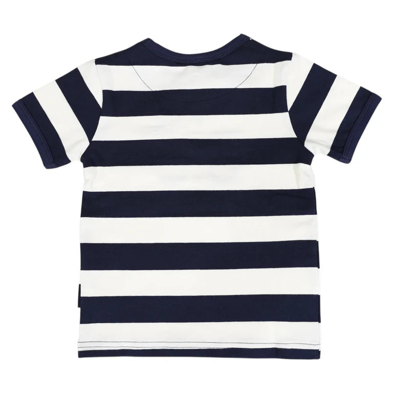 Korango Truck Applique Tee - Navy Stripe