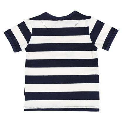 Korango Truck Applique Tee - Navy Stripe
