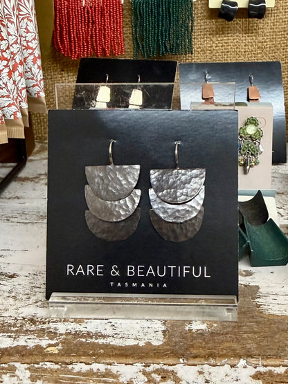 Three Moon Earrings - Oxidised Copper